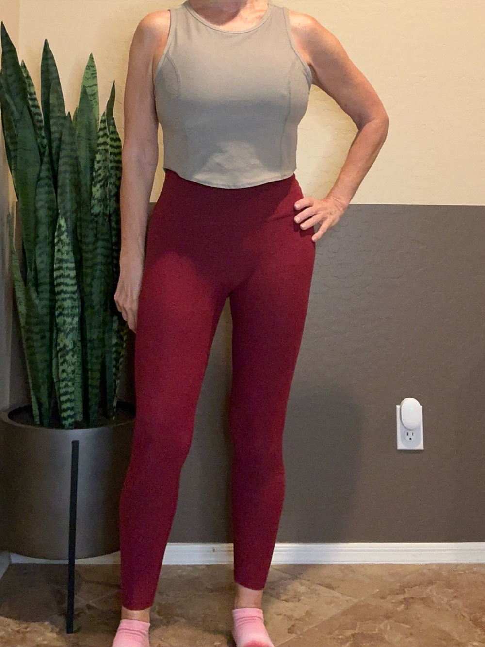 Beyond Yoga Spacedye Caught In The Midi High Waisted Leggings Berry Red Heather